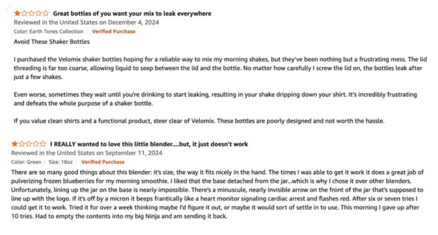 Reviews from preexisting blenders and shakers